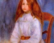 皮埃尔 奥古斯特 雷诺阿 : Seated Girl with Blue Background